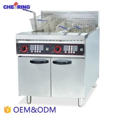 Freestanding Electric Pressure Fryer 2-Tank 4 Basket with Timing