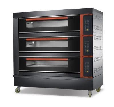 New Style Computer Panel Commercial 3 Deck 9 Trays Gas Bakery Oven