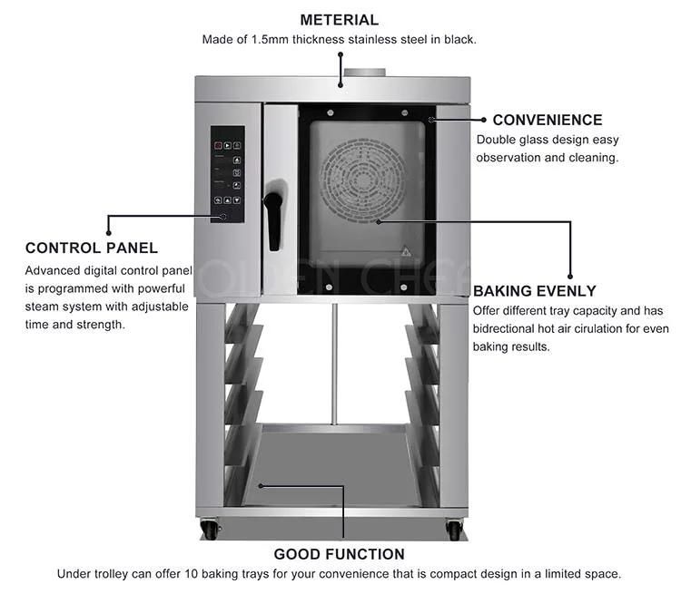 5 Trays Stainless Steel Bread Electric Industrial Convection Ovens Commercial Kitchen Convection Oven Bakery Convection Oven