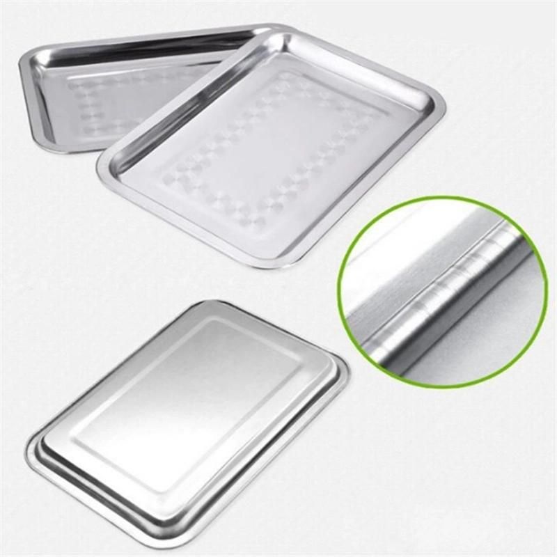 Baking Pan Rectangle Flat Non Toxic Stainless Steel Serving Dish Tray