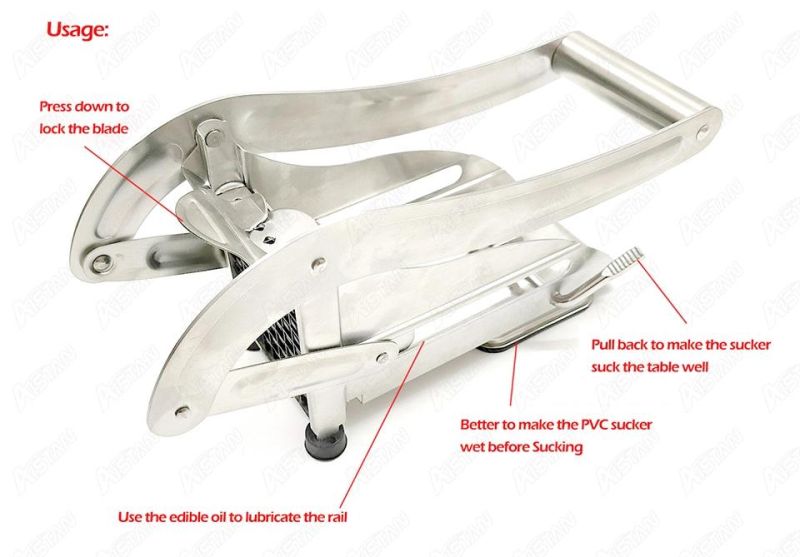 St45 Manual Potato Chips Cutter Vegetable Strips Slicer Shredder 8*8 & 12*12mm French Fries Cutter Cutting Machine with Sucker