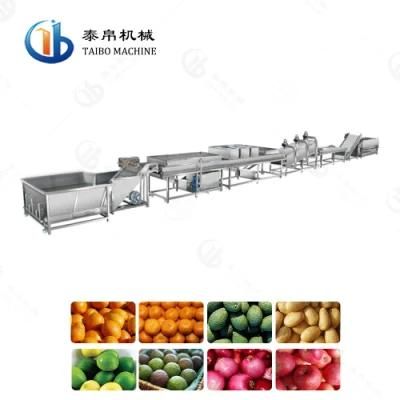 Industrial Carrot Potato Apple Vegetable Washing Waxing Size Grading Line