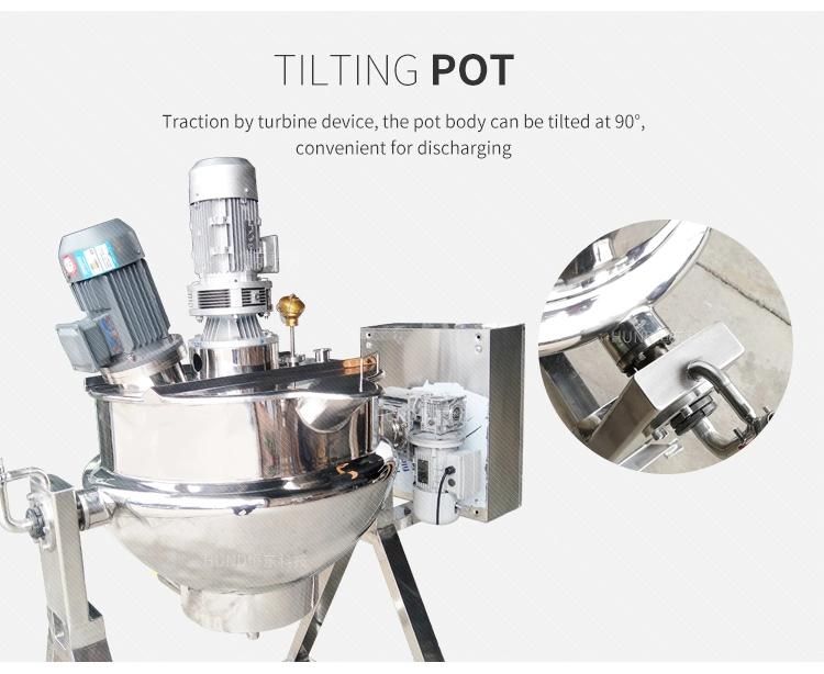 Double Jacketed Cooking Kettle with Agitator and Homogenizer for Creams/Pastes/Mayonnaise