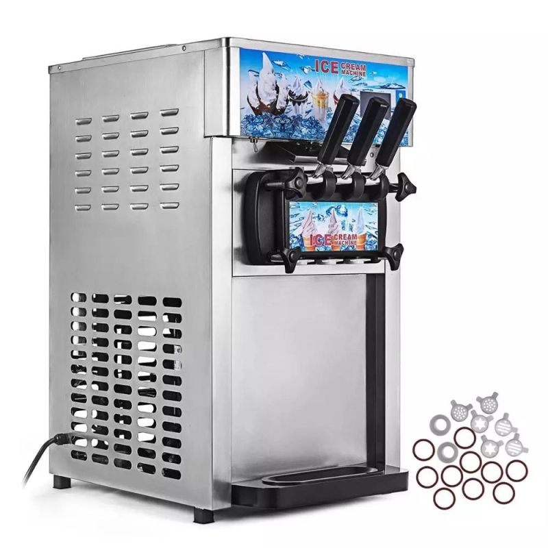 High Quality Stainless Steel Three Flavor Soft Serve Ice Cream Machine