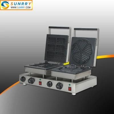 Hot Sale Rice Cup Cake Grill 6 Rectangle and Flower Waffle Maker Machine
