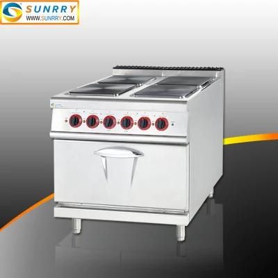 Restaurant Equipment Commercial Cooking Range with 4 Burners Hot Plate and Electric Oven
