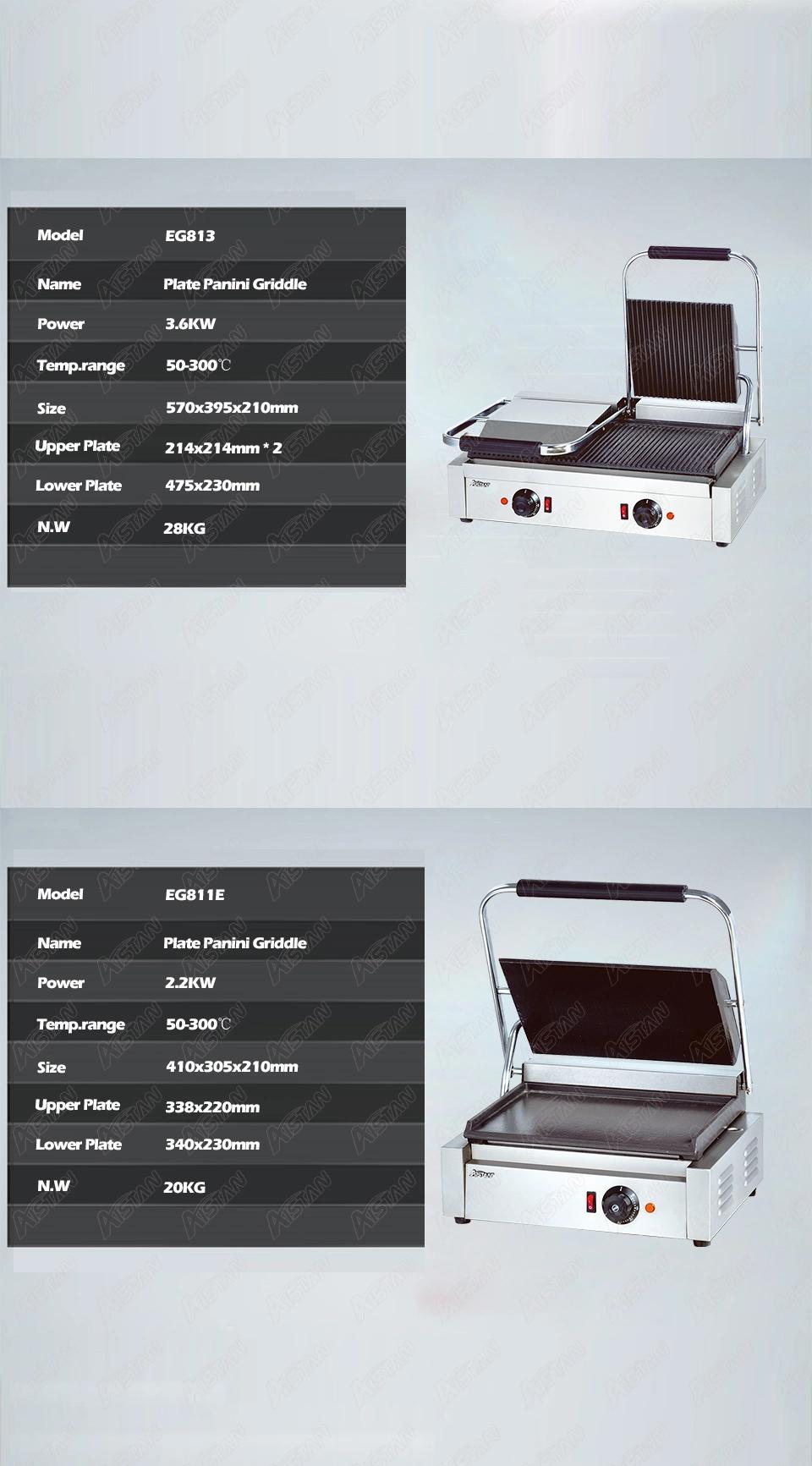 Eg813 Electric Double Plate Nonstick Sandwich Press Maker, BBQ Stick Panini Grill, Suitable for Breakfast, Snacks, 3.6kw