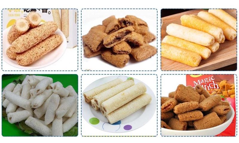 Popular Automati Puff Filling Extruded Rice Wheat Flour Fried Snack Food Bugles Ball Puff Pillow Stick Chips Making Machine