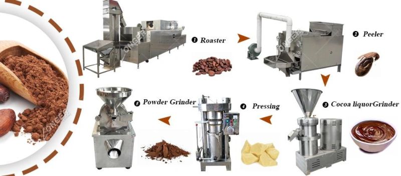 Stainless Steel Cocoa Butter Cocoa Bean Powder Processing Line Cacao Powder Making Machine