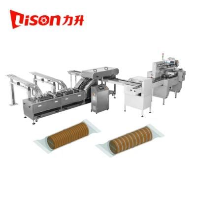 Automatic Double Lane Biscuit Sandwich Making Machine with on-Edge Packing Machine