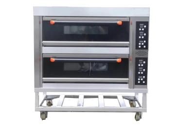 Commercial 2 Deck 4 Trays Pizza Snack Machines Baking Equipment Gas Deck Oven