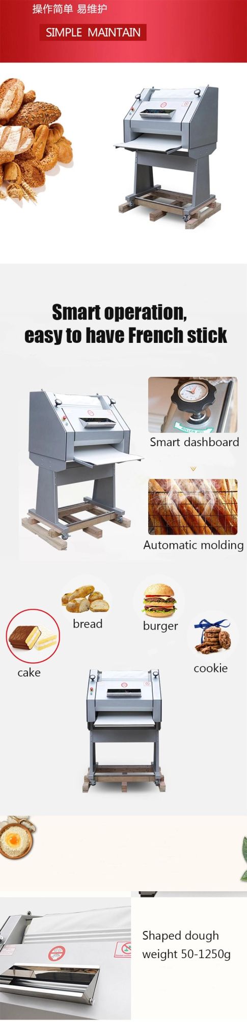 French Baguette Factory Machines French Baguette Bread Rolling Machine French Baguette Bread Making Machine