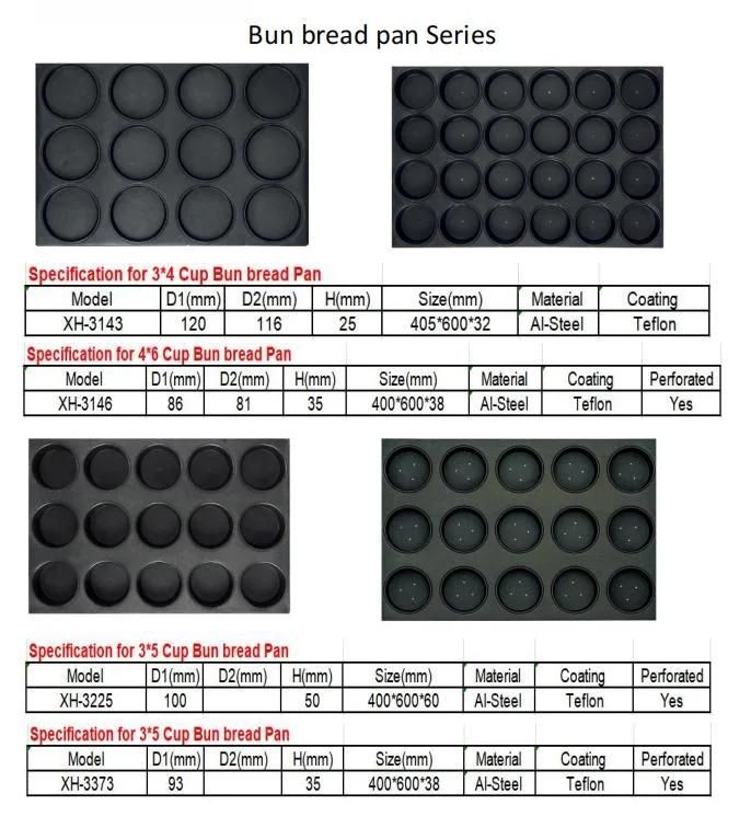 4inch 15cup Non Stick Hamburger Bun Tray, Baking Sheet Pan