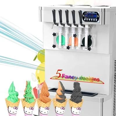 Multifunction Floor 5 Flavor PRO Taylor Soft Serve Soft Vertical Ice Cream Machine with CE