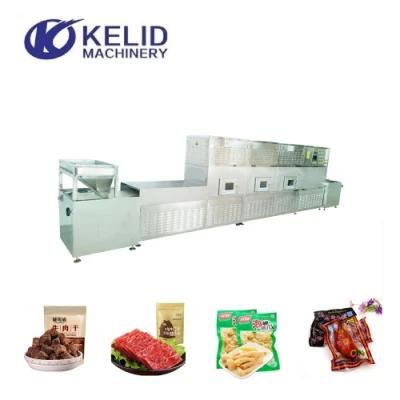 Tunnel Type Industrial Microwave Sterilizer Machine Bagged Chicken Feet Beef