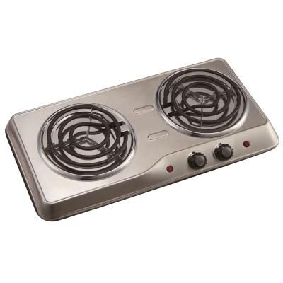 1500W Stainless Steel Housing Electric Hot Plate Hob with Double Solid Hotplates