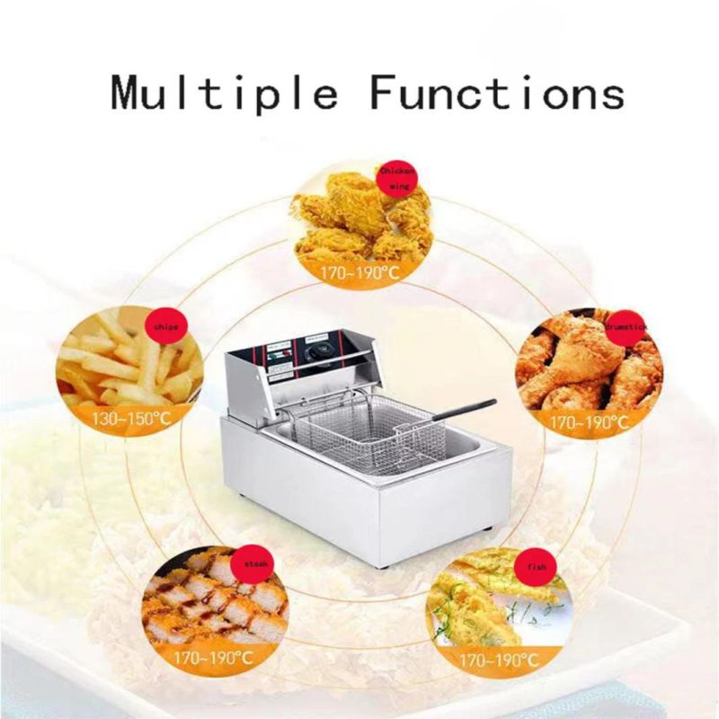 10L High Power Temperature Control Double Tanks Stainless Steel Electric Fryer