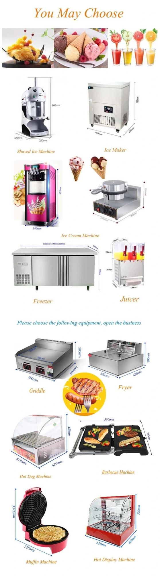 Tune Factory Supply Cotton Candy Machine and Popcorn Machine Food Cart