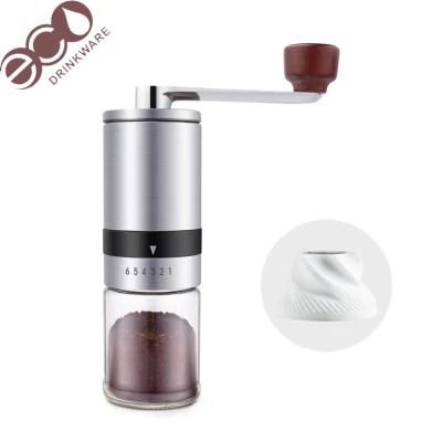 Manual Coffee Grinder with External Adjustments Ceramic Burr Hand Coffee Bean Grinders