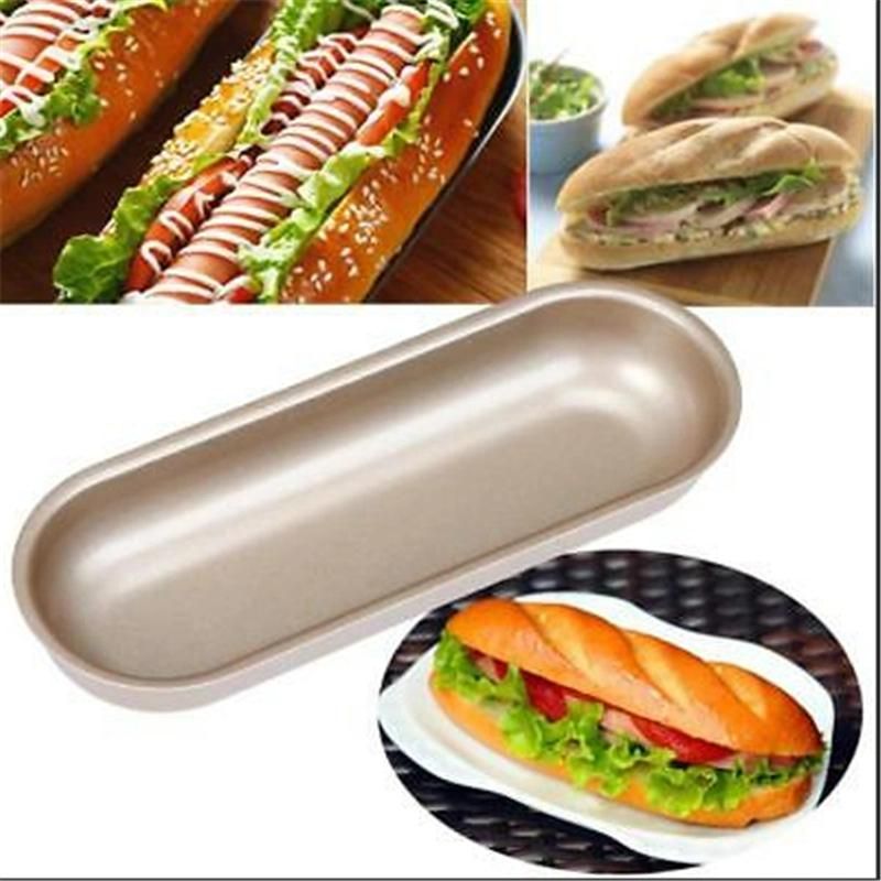 Bakerdream Hot Dog Bun Pan Hotdog Bread Mold Non Stick Bakeware 7 Inch Oval Hot Dog Mould Pack of 2 (7" Oval 2PCS)