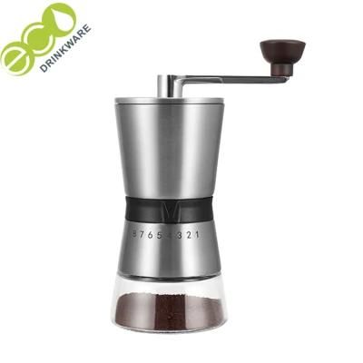 Manual Coffee Grinder with Adjustable Setting - Conical Burr Mill &amp; Brushed Stainless ...
