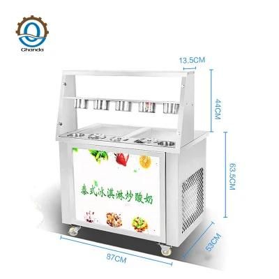 Food Snacks Commercial Stainless Steel Double Pan Fried Ice Cream Machine