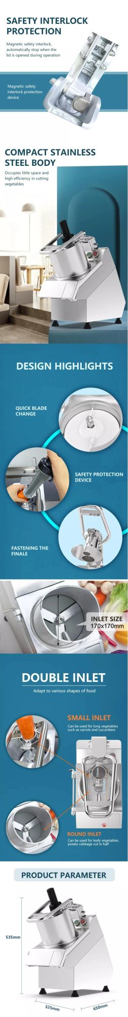 750W Small Electric Vegetables Cutting Machine Multifunctional Commercial Vegetable Cutter Machine