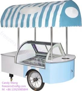 Italian Ice Cream Gelato Push Carts Kiosk with Wheels for Sale