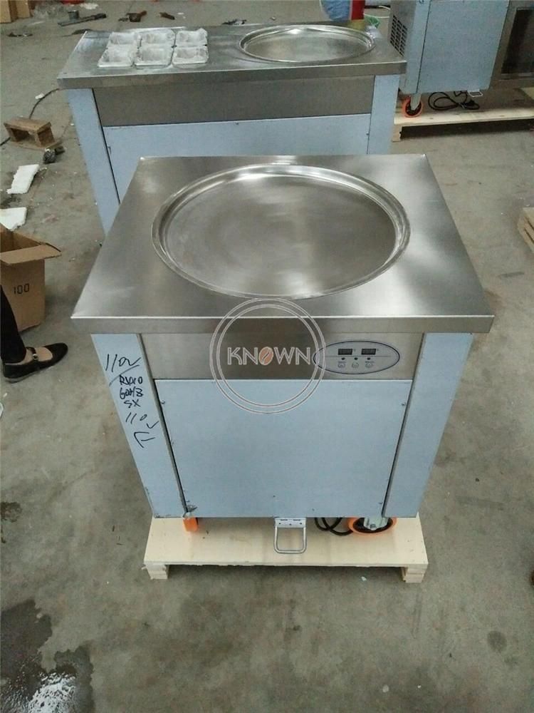 Fried Ice Cream Roll Making Machine Stainless Steel Fruit Fried Ice Cream Maker Machine with Single Round Pan Freezer