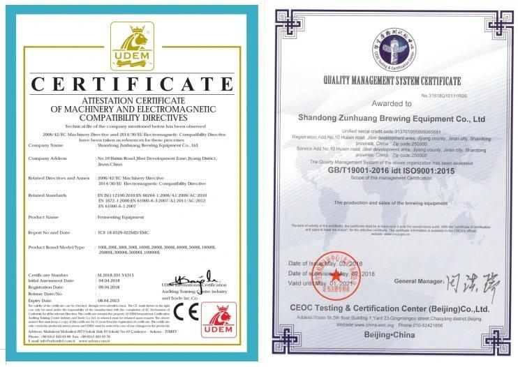 CE Certificated SUS304 500L Beer Brewing Fermenters for Micro Brewery