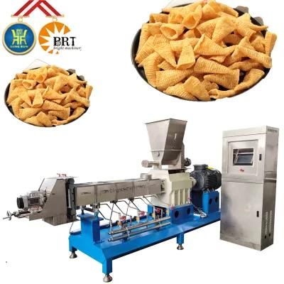 Frying Crispy 3D Corn Bugles Pellets Fried Chips Snacks Food Machine Production Line ...