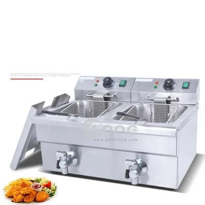 Commercial Double Cylinder Electric Stainless Steel Fryer Commercial Potato Chips Fryer ...