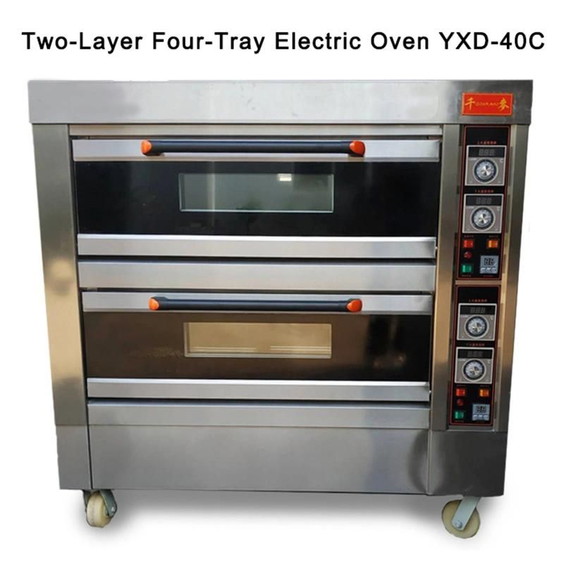 Gas Electric Oven Baking Machine Commercial Bakery Appliance Machinery Pizza with 2 Deck 4 Trys Baking Equipment Bakery Pizza Oven