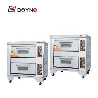 Stainless Steel Commercial Bakery Kitchen Equipment Gas Two Deck Two Trays Oven