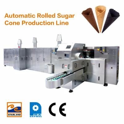 380V Ice Cream Cone Baking Machine with Double Layered Panel Door Automatic Sugar ...