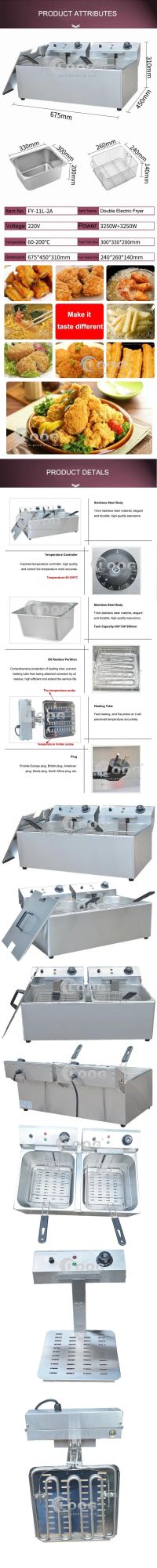 Large Commercial Deep Fryer Double Electric Fryer Stainless Steel Twin Basket Commercial Chip Fryer for Sale