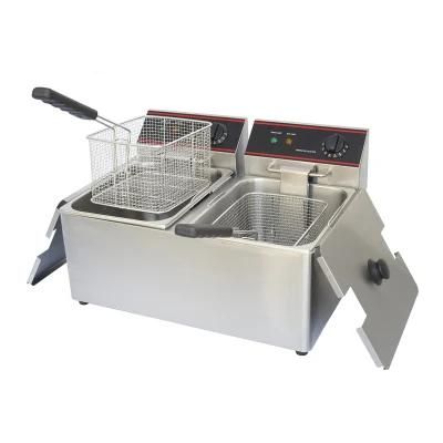 Stainless Steel Commercial Kitchen Double Tanks Electric Fryer