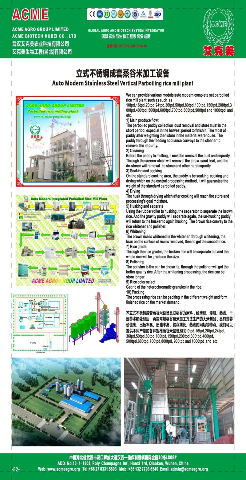 Stainless Steel Complete Set Parboiled Rice Mill Plant