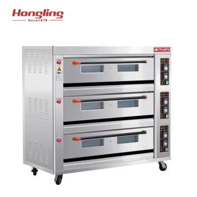 Professional Industrial Gas Bread Baking Oven 3 Deck 9 Tray Commercial Pizza Baking Oven