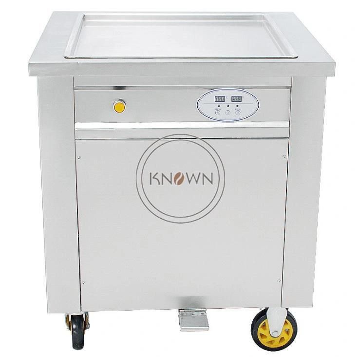 Hot Sale 450mm Single Square Pan Fried Ice Cream Stainless Steel Thai Ice Cream Roll Making Machine for Sale