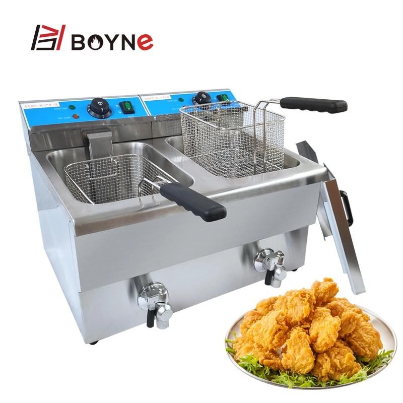 12L Double Tank Electric Fryer for Fried Snack Food Used in Kitchen