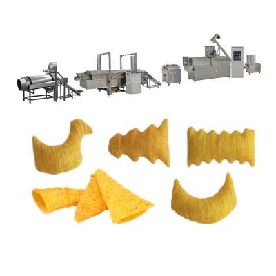 Frying Crispy 3D Corn Bugles Pellets Fried Chips Snacks Food Machine Production Line ...