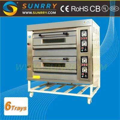 High Efficiency Commercial Bakery 2 Decks 6 Trays Gas Deck Oven