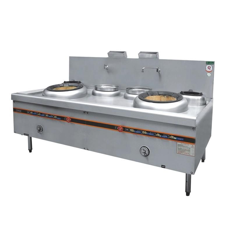 Stainless Steel Double Burner Gas Chinese Wok Range