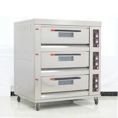 Hongling Bakery Equipment 3 Deck Chamber Gas Pizza Oven