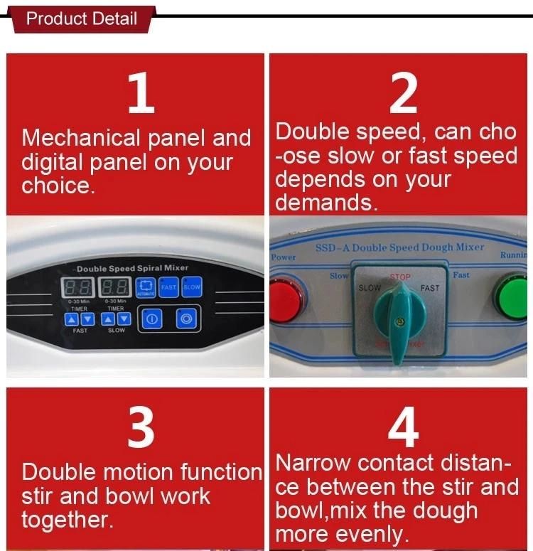 Dough Mixer Spiral Mixer with Double Motor Double Speed 25kg