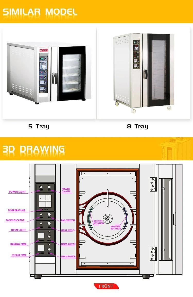 Full Stainless Steel 8-Trays Hot-Air Convection Electric Baking Oven for Bakery Equipment