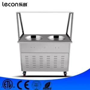 Commercial Double Flat Pan Fry Ice Cream Machine