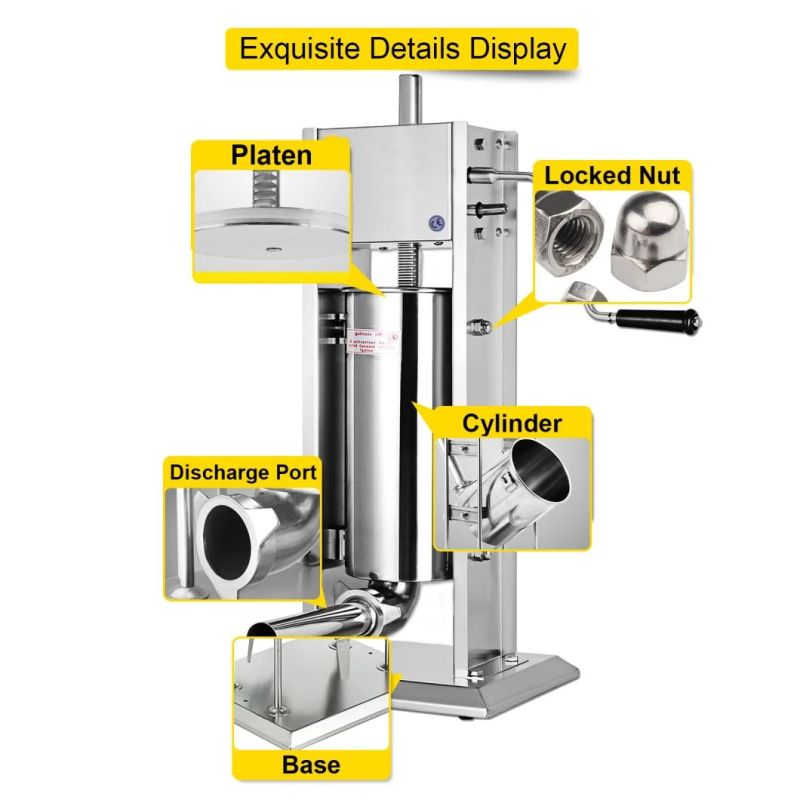 7L Vertical Sausage Stuffer Meat Maker Filler Stainless Steel Commercial