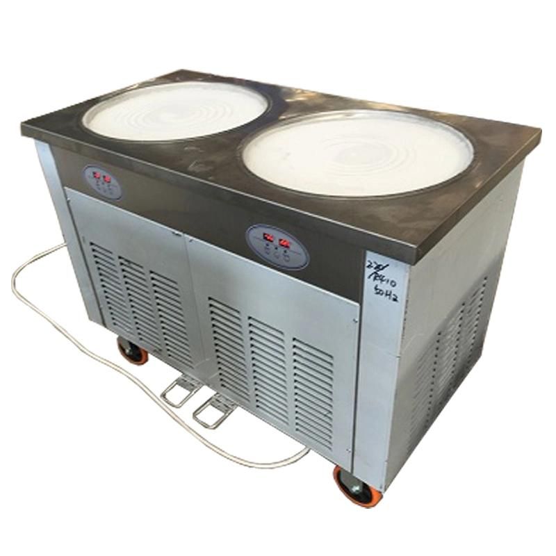 Hot Sale Double Round Pan Fried Ice Cream Roll Machine Fry Fried Rolls Ice Cream Making Machine